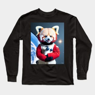 Happy Red Panda Astronaut Long Sleeve T-Shirt